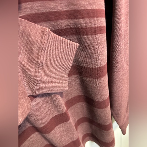 Denver Hayes Men's Quarter Zip-Up Sweater - Burgundy Stripes - Picture 4 of 6